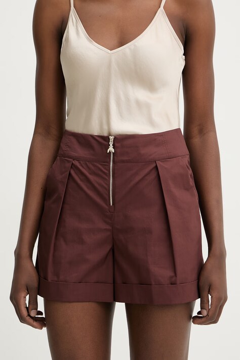 Patrizia Pepe szorty damskie bawełniane brązowe high waist 2P1751 A9B9