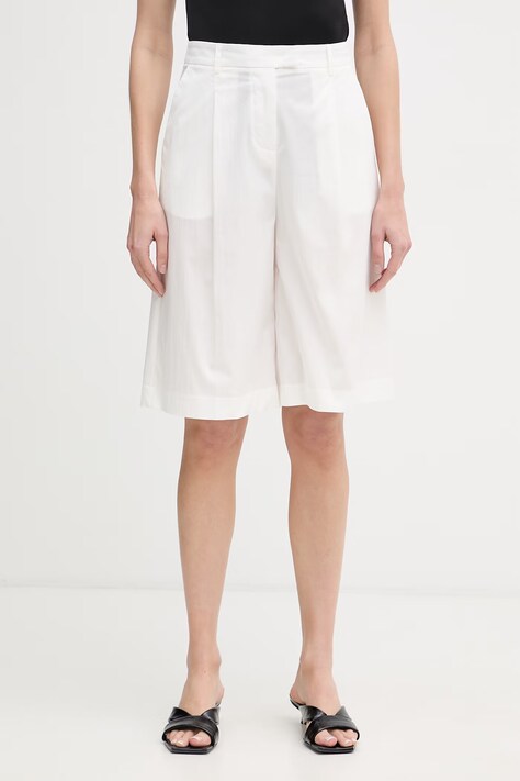 Patrizia Pepe bermudy damskie z bawełną białe high waist 2P1752 A743
