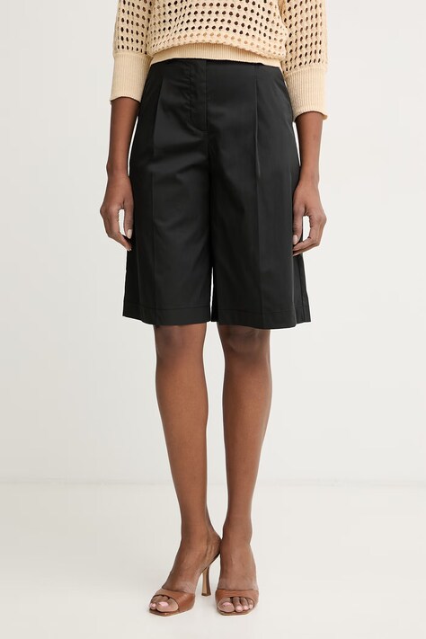Patrizia Pepe bermudy damskie z bawełną czarne high waist 2P1752 A743