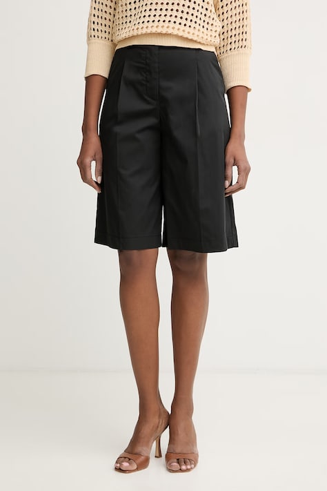 Patrizia Pepe bermudy damskie z bawełną czarne high waist 2P1752 A743