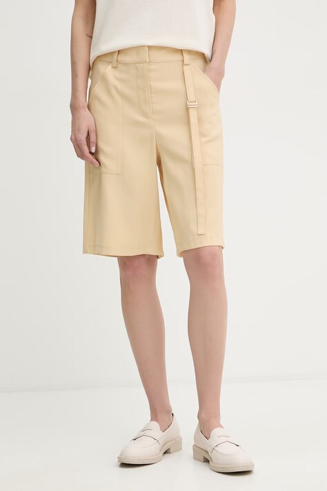 Patrizia Pepe szorty eleganckie damskie z wiskozy beżowe high waist 2P1773 A573