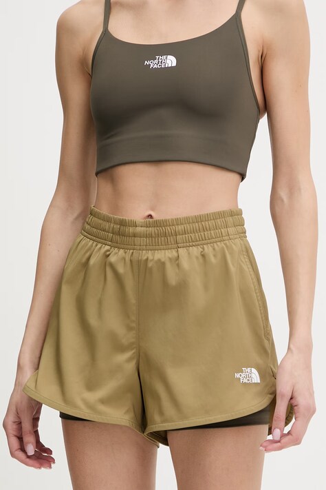 Tréninkové šortky The North Face FLEX dámské, zelená barva, high waist, NF0A8FBWJV41