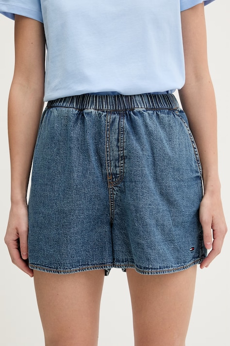 Tommy Jeans szorty damskie jeansowe niebieskie high waist DW0DW22270