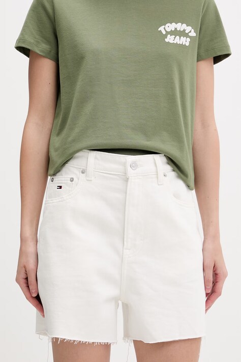 Tommy Jeans szorty damskie jeansowe beżowe high waist DW0DW22695