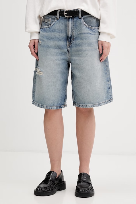 Tommy Jeans szorty damskie jeansowe niebieskie high waist DW0DW22696