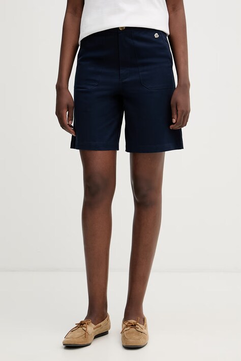 U.S. Polo Assn. szorty damskie bawełniane z elastanem CHINO granatowe high waist WUP2228