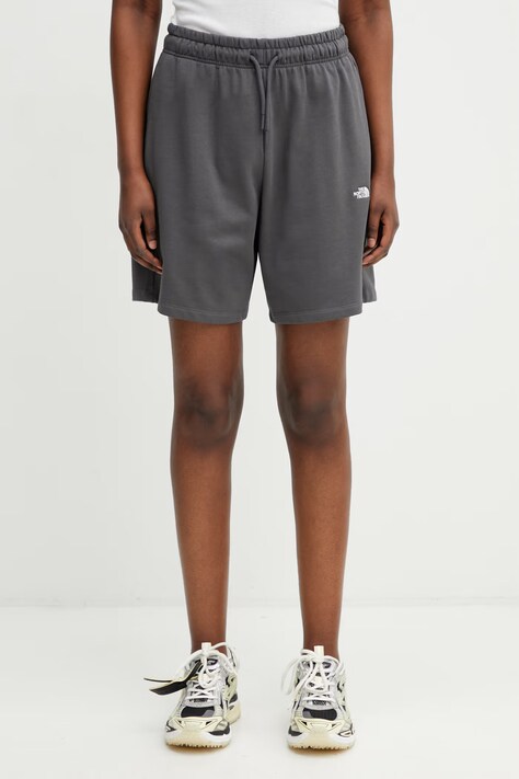 The North Face Essential Light sportske kratke hlače od pamuka za žene sive srednje visoki struk NF0A8GQYRHI1