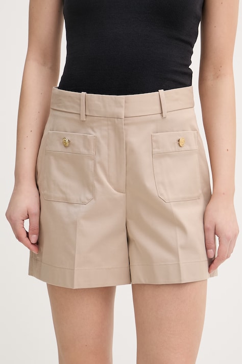 Tommy Hilfiger Elegantne kratke hlače za žene bež srednje visoki struk WW0WW49592