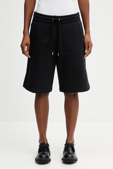 Maison Kitsuné szorty bawełniane damskie czarne high waist QM01450KM0341