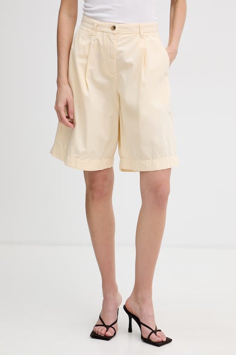 Tommy Hilfiger šortky dámske bavlnené béžové high waist WW0WW49595