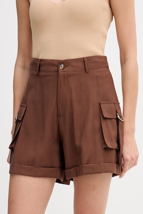 Gaudi szorty damskie brązowe high waist 611FD25014