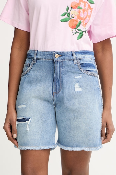 Just Cavalli szorty damskie jeansowe niebieskie high waist 80PAD5S5 CDWCD