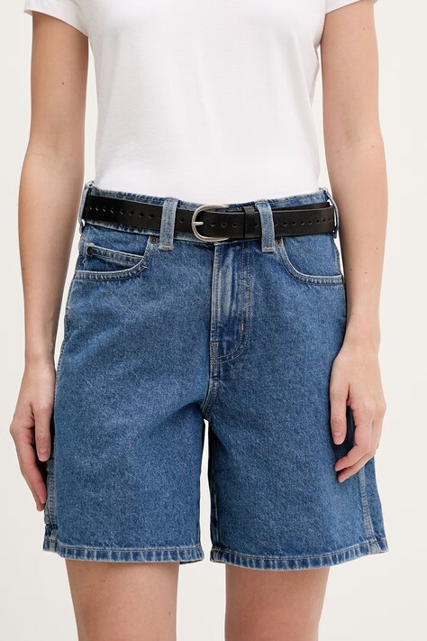 Dickies σορτς Γυναικεία ντένιμ μπλε ψηλή DK0A88PBCLB1