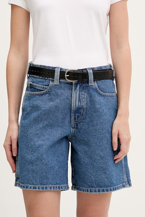 Dickies σορτς Γυναικεία ντένιμ μπλε ψηλή DK0A88PBCLB1