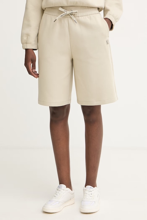 Armani Exchange szorty damskie z bawełną zielone high waist XW002218 AF10818