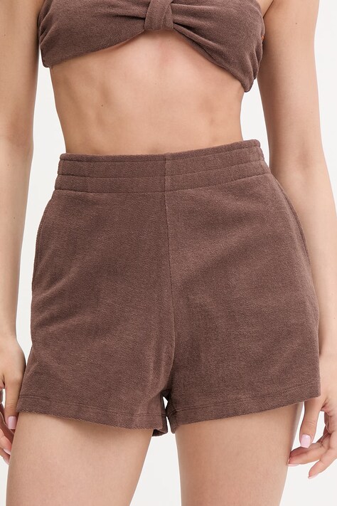 Perfect Moment szorty dresowe damskie bawełniane Terry brązowe high waist W3001375