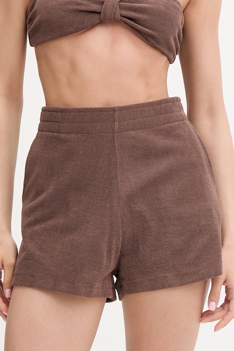 Perfect Moment szorty dresowe damskie bawełniane Terry brązowe high waist W3001375