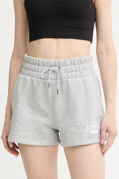 Under Armour szorty dresowe damskie z bawełną Icon szare high waist 6010982
