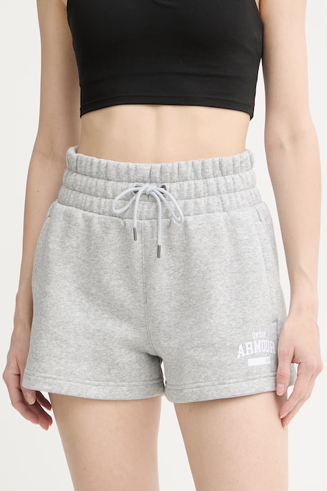 Under Armour szorty dresowe damskie z bawełną Icon szare high waist 6010982