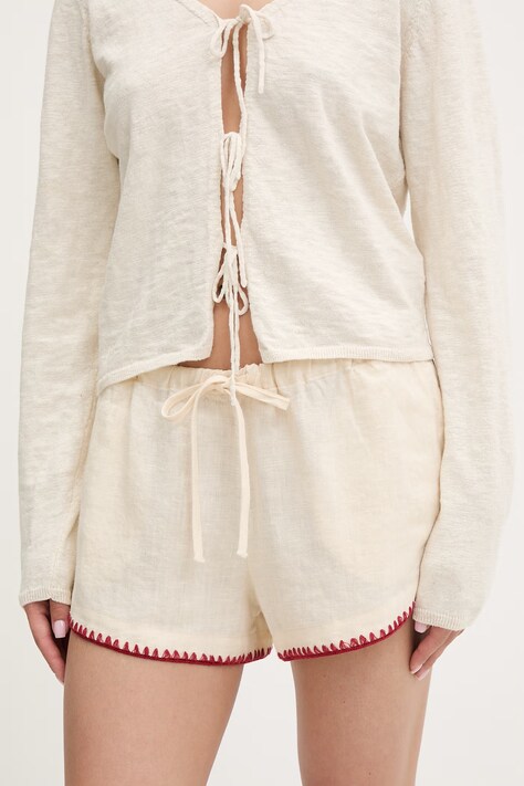 OAS šortky dámske ľanové béžové high waist 501002-1003