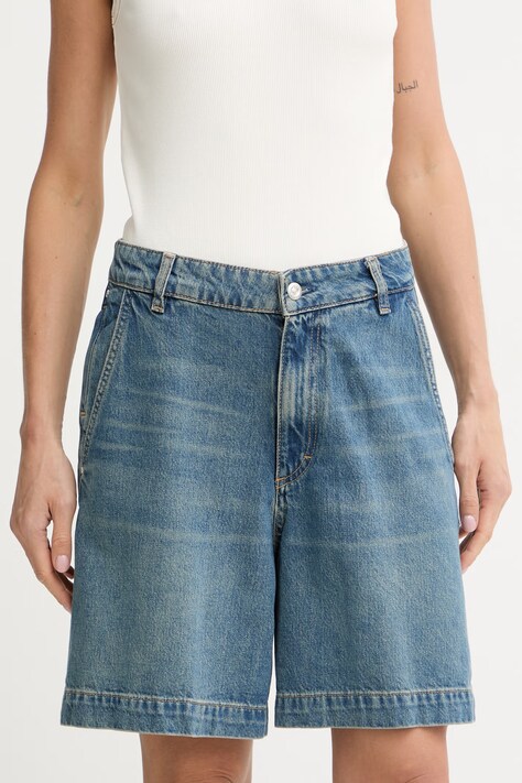 BOSS kratke hlače ženske traper ALLEXY DENIM SHORT plave srednje visoki struk 50558739