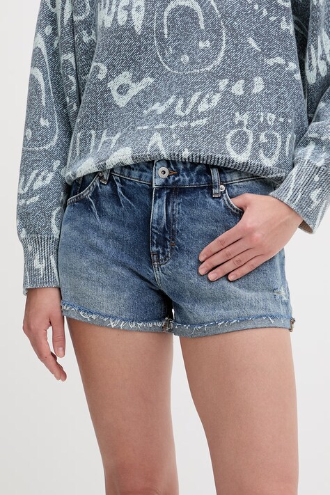 HUGO blu pantaloncini da donna in jeans Galimon_1_B blu high waist 50559052