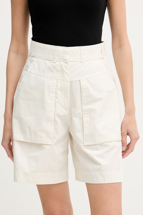 Napapijri szorty damskie bawełniane LUCIDUM beżowe high waist NP0A4HQ3N1A1