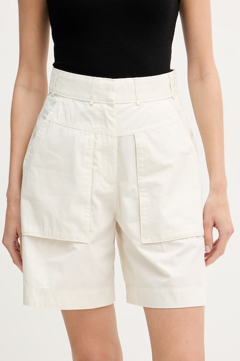 Napapijri szorty damskie bawełniane LUCIDUM beżowe high waist NP0A4HQ3N1A1