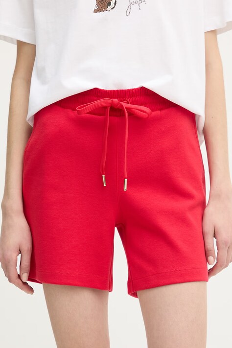 Joop! szorty damskie kolor czerwony gładkie high waist 30102118