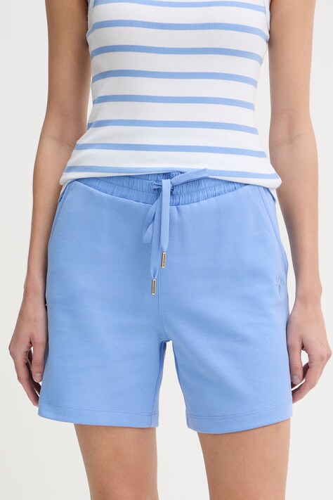 Joop! szorty damskie kolor niebieski gładkie high waist 30102118