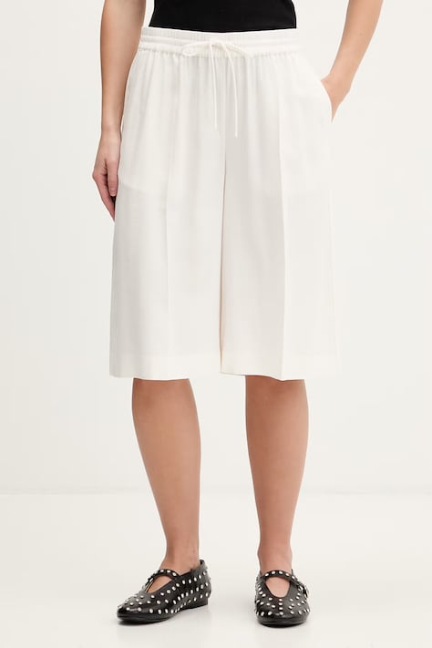 Karl Lagerfeld Jeans szorty z domieszką lnu damskie kolor beżowy gładkie high waist B2W10057