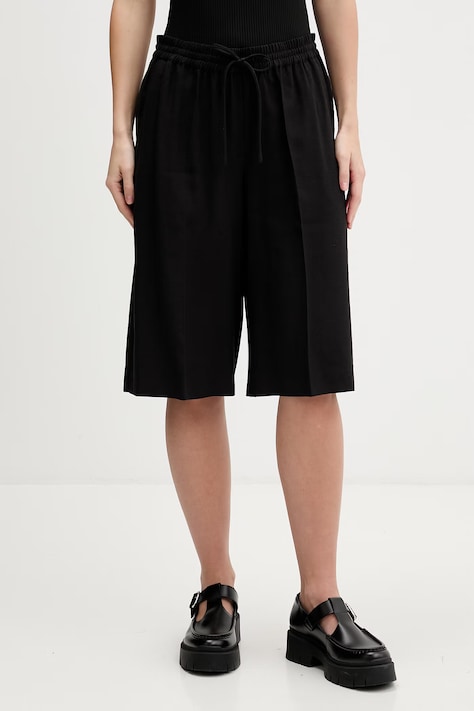 Šortky s prímesou ľanu Karl Lagerfeld Jeans čierna farba, jednofarebné, vysoký pás, B2W10057