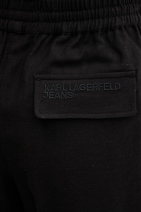 Шорти з домішкою льону Karl Lagerfeld Jeans — SS26-SZD0IO, чорний — фото 4