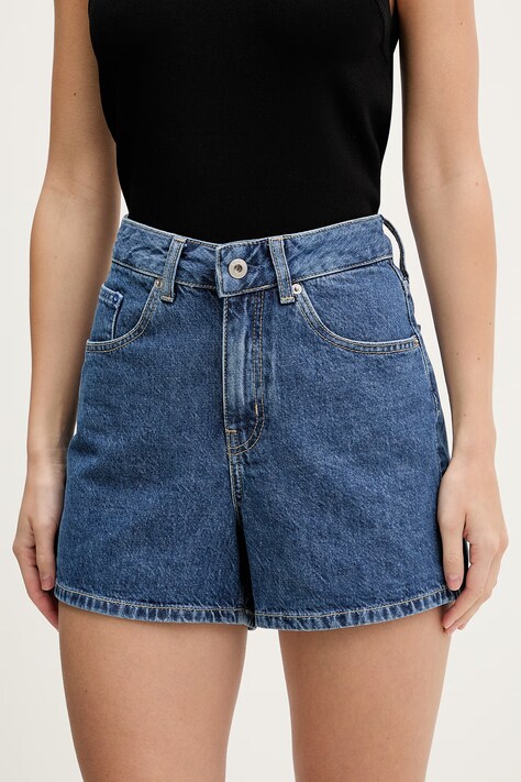 Karl Lagerfeld Jeans szorty jeansowe damskie kolor niebieski gładkie high waist B2W10067