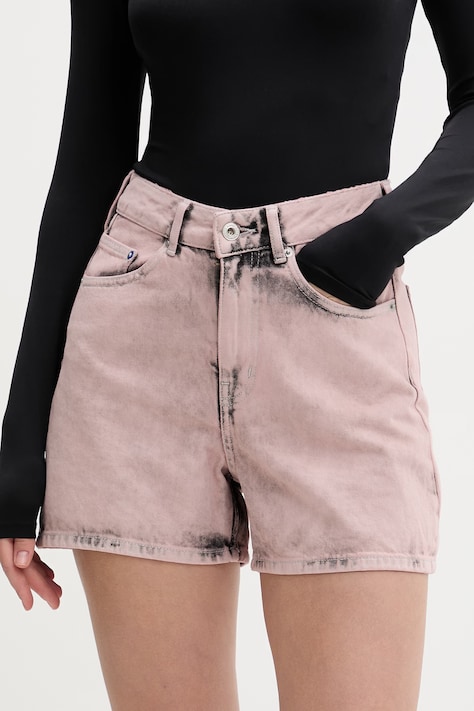 Karl Lagerfeld Jeans Σορτς γυναικεία ντένιμ ροζ ψηλή B2W10072