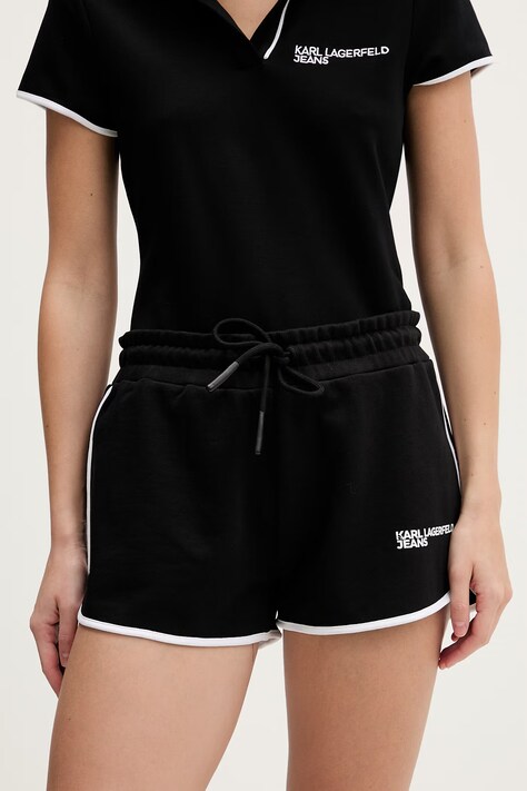 Karl Lagerfeld Jeans szorty bawełniane damskie kolor czarny gładkie high waist B2W10125