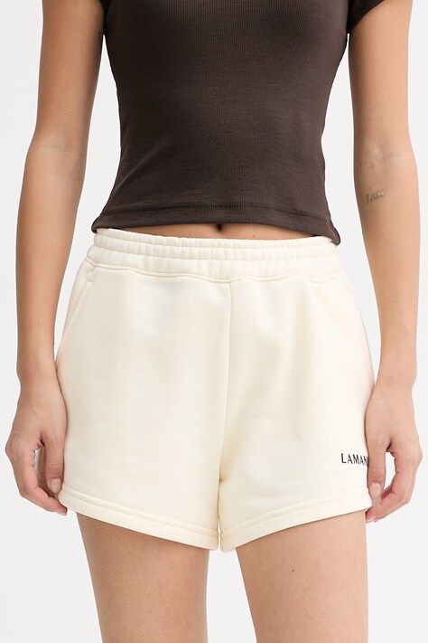 La Mania szorty dresowe damskie z bawełną beżowe regular waist