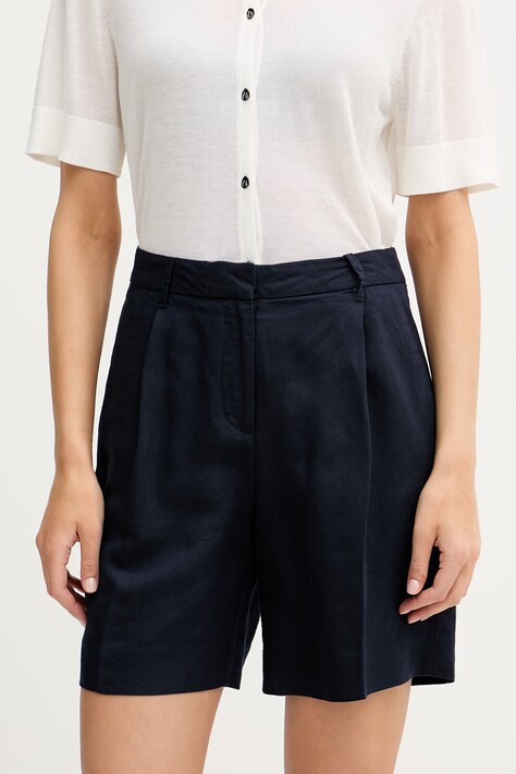 Gant szorty damskie z lnem granatowe high waist 4020131