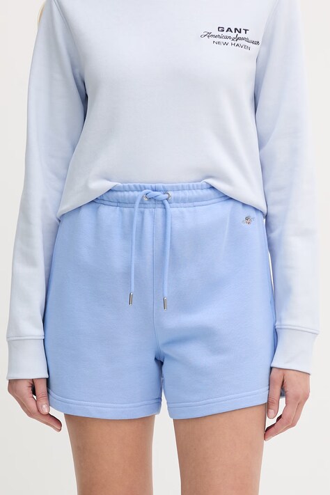 Gant szorty damskie bawełniane niebieskie high waist 4200273