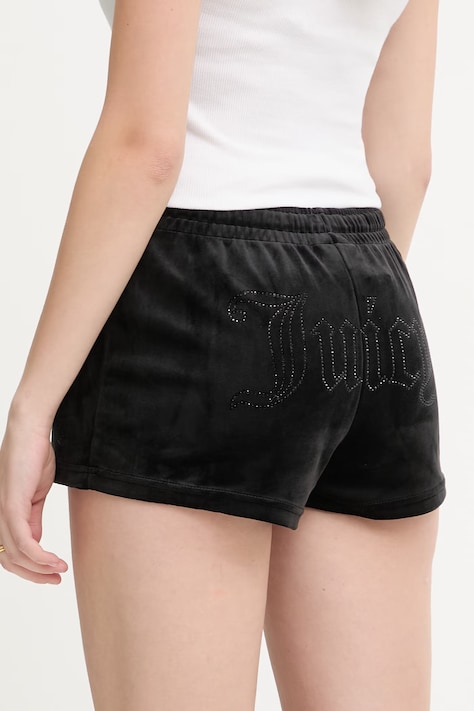 Juicy Couture szorty damskie welurowe TAMIA SHORTS czarne regular waist JCWHS126305
