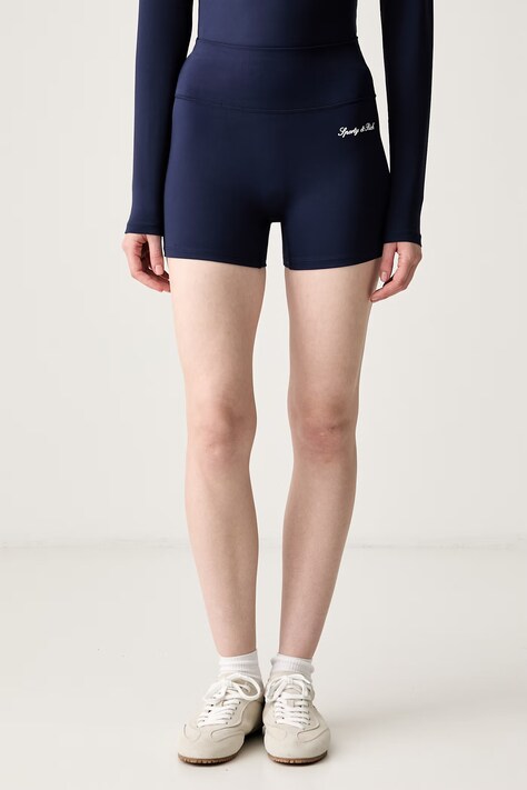 Sporty & Rich Signature Logo kolarki damskie granatowe regular waist SH05875326BL106