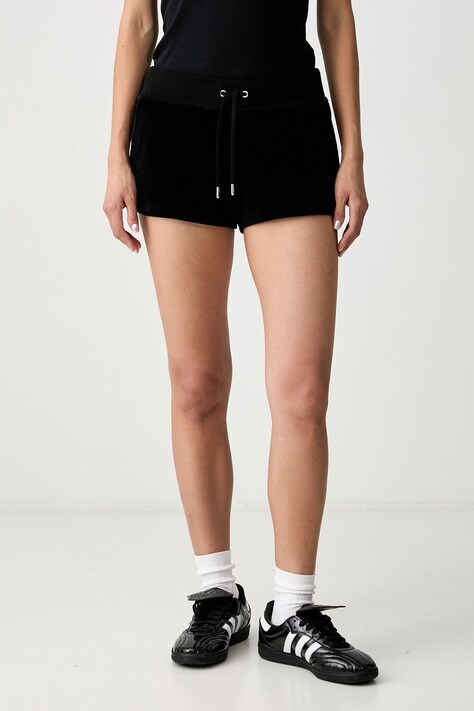 Sporty & Rich Signature Logo Krystal szorty dresowe bawełniane damskie czarne regular waist SH05771326BA01