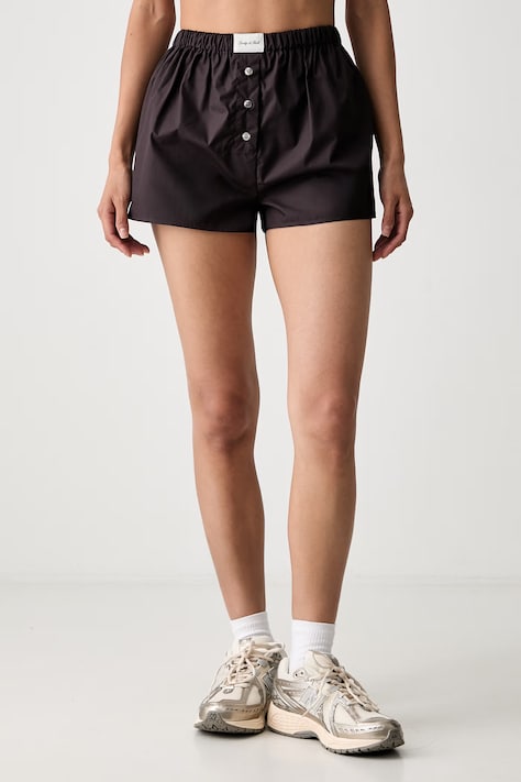 Sporty & Rich Signature Logo szorty bawełniane damskie brązowe high waist SH060711326BR29