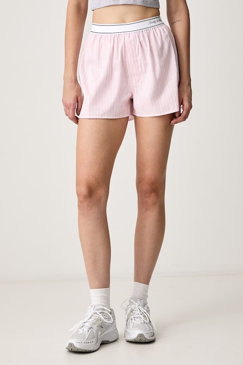 Sporty & Rich Signature Logo szorty bawełniane damskie różowe high waist SH01574326PI48