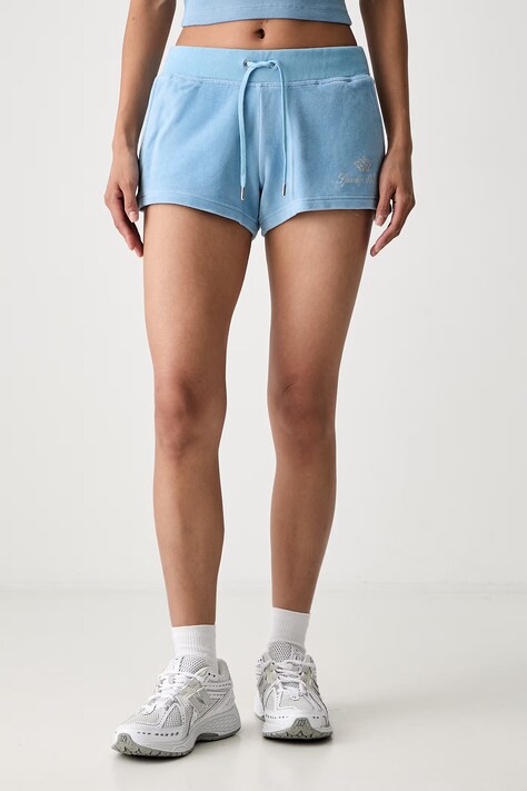 Sporty & Rich x Juicy Couture szorty dresowe bawełniane damskie niebieskie low waist SH057716689BL50