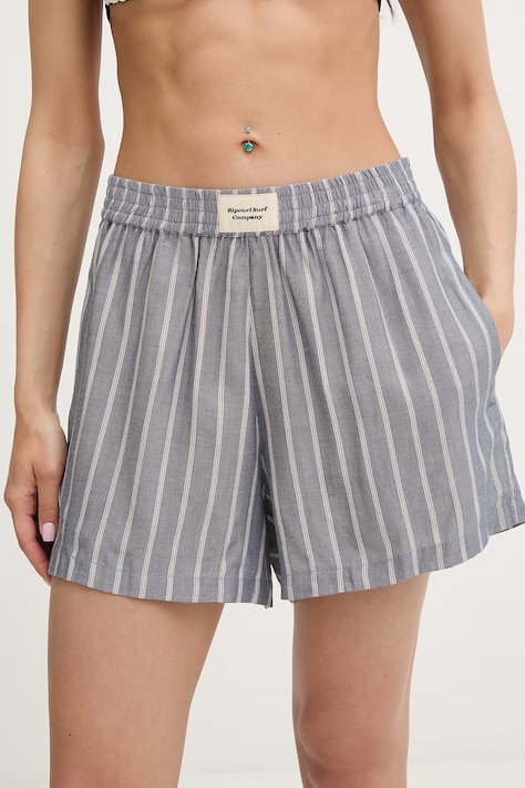 Rip Curl pantaloni scurți pentru femei, din vâscoză BEACH DAYS PINSTRIPE albaștri high waist 051WWS