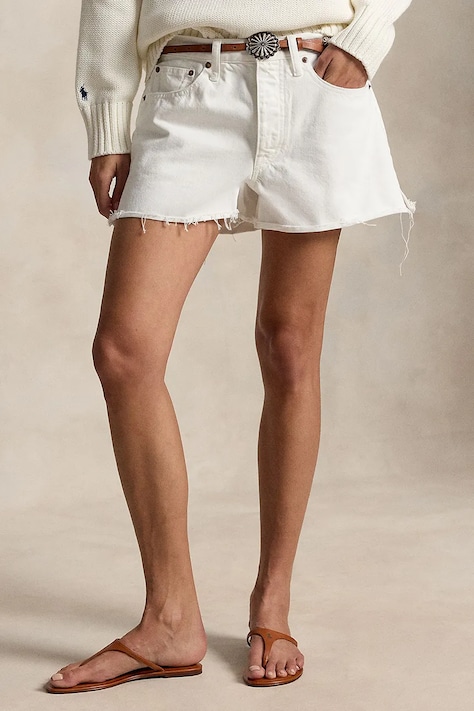 Polo Ralph Lauren szorty damskie bawełniane białe regular waist 211A12972