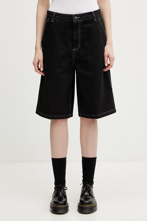 Carhartt WIP W' Nixon Single Knee Short szorty jeansowe damskie czarne high waist I036704.8902