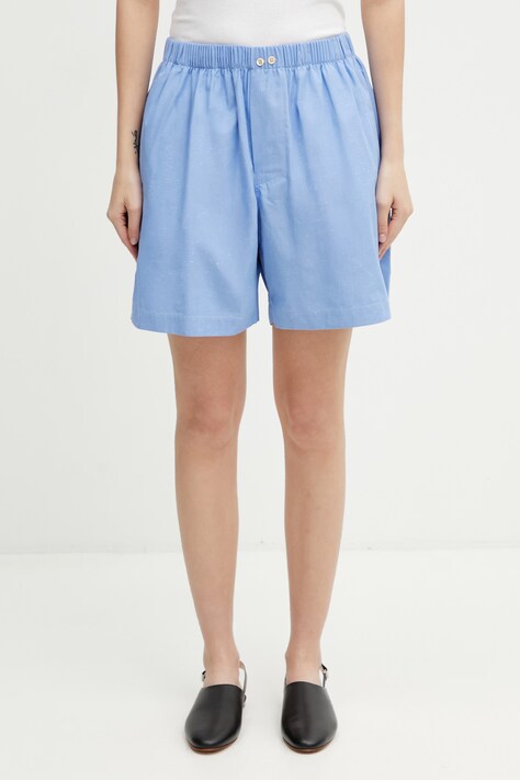 Wales Bonner Sunday szorty bawełniane damskie niebieskie high waist US26TR10.CO02.400