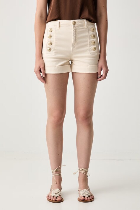 ViCOLO szorty damskie jeansowe beżowe high waist DAB5298